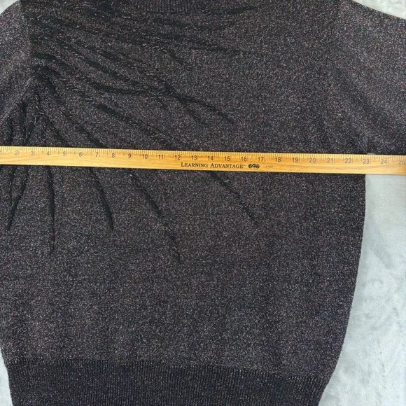 Dressbarn Metallic Sparkle Knit Sweater Mock Neck Black Womens 14/16 (1361) - Picture 8 of 10
